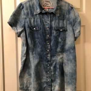 ♥️♥️♥️Adorable tye dye blue tunic/dress snap buttons 1X